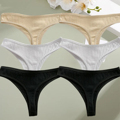 6PCS/Set Cotton Panties G-String Women Panties Sexy Underwear Female Lingerie Thong Briefs for Woman Solid Color Intimate Pantys