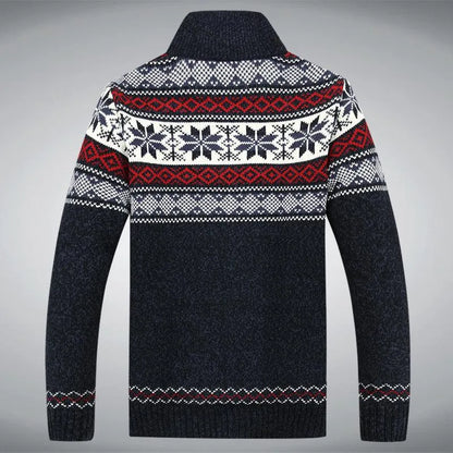 2021 Winter Sweater Male Thicken Fleece Men Cardigan Cotton Knitted Jacquard Men's Sweater coat Size S -3XL