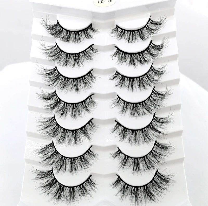 NEW 5/6/7/8 Pairs Natural Long Mink False Eyelashes Cross Dense Handmade Cotton Stalk 25mm Lashes Make-up Mink Beauty Eyelashes