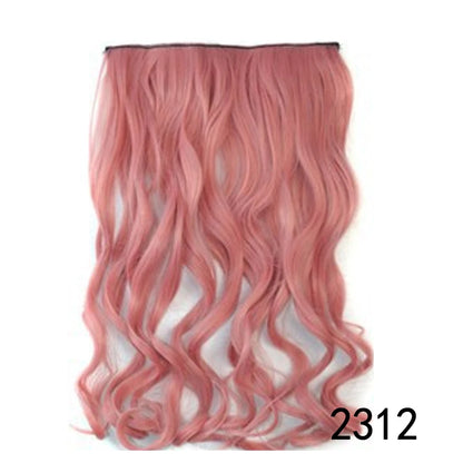 Synthetic Long Wavy 5 Clip In Hair Extensions 22Inch Synthetic Fiber Heat Resistant Hairpiece Black Pink False Hair Daily Use