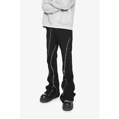 2024 Men's Black Color Hip Hop Zipper Segmentation Jeans Men Pants Slim Fit Streetwear Fashion Zipper Casual Pants for Men S-3XL