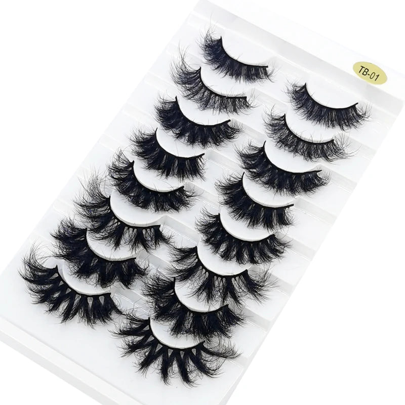 NEW 5/6/7/8 Pairs Natural Long Mink False Eyelashes Cross Dense Handmade Cotton Stalk 25mm Lashes Make-up Mink Beauty Eyelashes