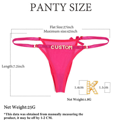 Sexy 5 Colors Tulle Panties Custom Thong for Women Personality Crystal Letter Name  Panties Breathable Adjustable Underwear Gift