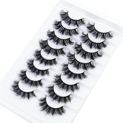 NEW 5/6/7/8 Pairs Natural Long Mink False Eyelashes Cross Dense Handmade Cotton Stalk 25mm Lashes Make-up Mink Beauty Eyelashes