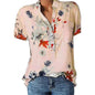 Elegant women's shirt printing large size casual shirt fashion V-neck short-sleeved shirt blouse