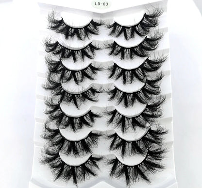 NEW 5/6/7/8 Pairs Natural Long Mink False Eyelashes Cross Dense Handmade Cotton Stalk 25mm Lashes Make-up Mink Beauty Eyelashes