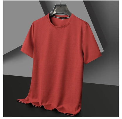 Short sleeved Polo shirShort sleeved Waffle Solid Polot fashion splicing men's round neck top cotton daily short sleeved T-shirt