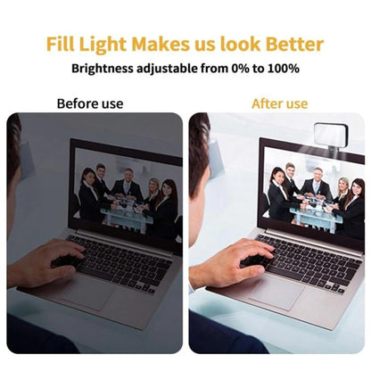 New 3 Modes Adjustable Brightness Portable Mini Selfie Fill Light Rechargeable Clip On For Phone Laptop Tablet Meeting Make Up