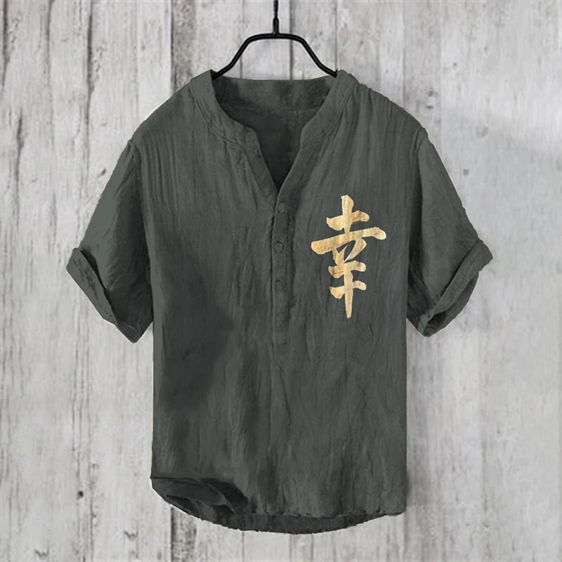 Henry Shirt - Men's new short sleeved casual T-shirt, Japanese style clothing top, casual digital print, sizes s to 5XL