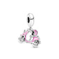 New 2023 Fashion Pink Pansy Flower Pendant Bead 925 Sterling Silver Plated Fit Necklace Keychain Charm DIY Jewelry Bracelet