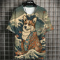 Japanese Style Men's T-Shirt Ukiyo-e Painting Animal Printed Tees Casual Loose Short Sleeve T-shirts Oversized Men Clothing Tops