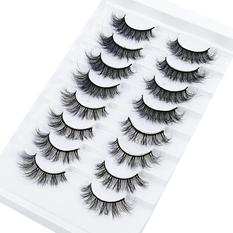 NEW 5/6/7/8 Pairs Natural Long Mink False Eyelashes Cross Dense Handmade Cotton Stalk 25mm Lashes Make-up Mink Beauty Eyelashes