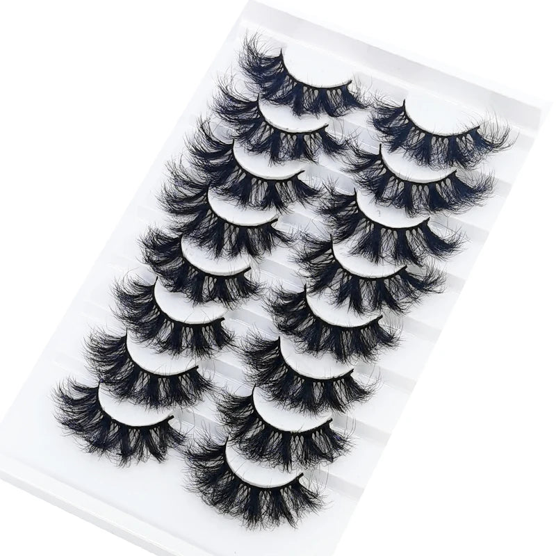 NEW 5/6/7/8 Pairs Natural Long Mink False Eyelashes Cross Dense Handmade Cotton Stalk 25mm Lashes Make-up Mink Beauty Eyelashes