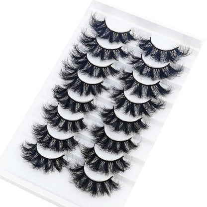 NEW 5/6/7/8 Pairs Natural Long Mink False Eyelashes Cross Dense Handmade Cotton Stalk 25mm Lashes Make-up Mink Beauty Eyelashes