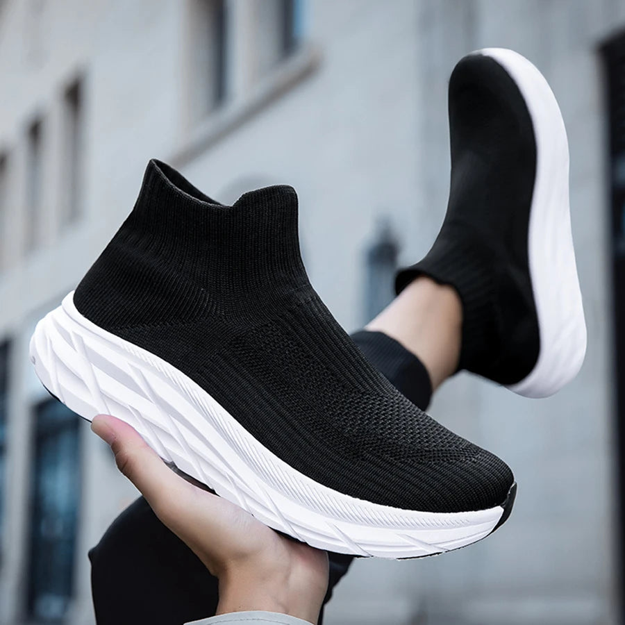 Men's Casual Sneakers Breathable Mesh Socks Shoes Fashion Sport Running Shoes Ankle Boots Slip-on Tennis Loafers For Women