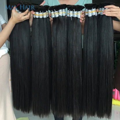 Wholesale Human Meches Bundles Human Hair Straight Extensions Cheveux Natural Human Hair Bulk For Mega Her 300 Grams 70cm