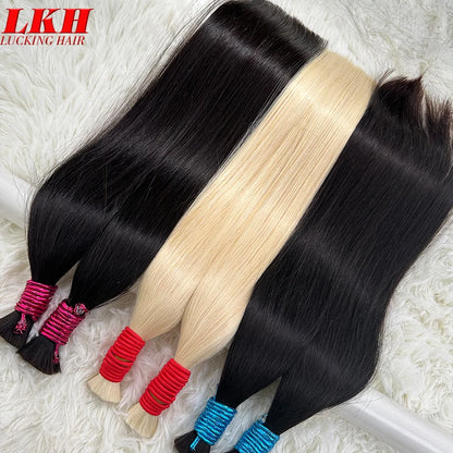 Wholesale Human Meches Bundles Human Hair Straight Extensions Cheveux Natural Human Hair Bulk For Mega Her 300 Grams 70cm