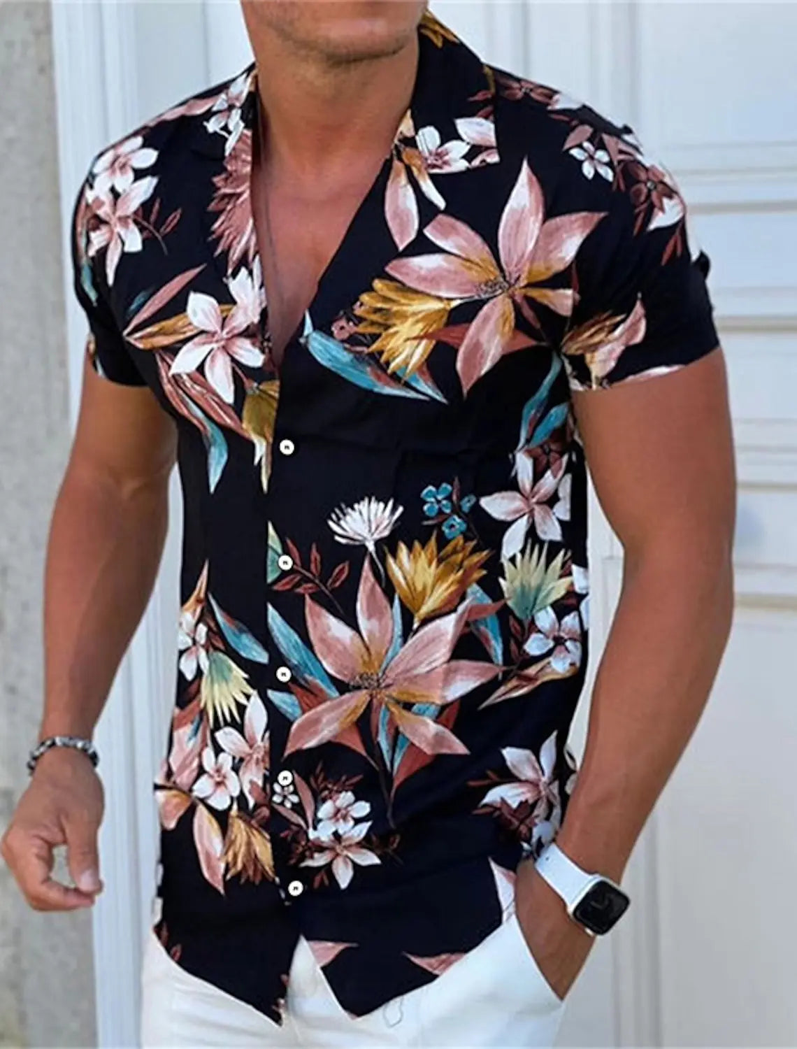 Men's Shirt Button Summer Floral Shirts for Men Street 3d Print Plus Size Hawaiian Shirts Beach Breathable Short Sleeve