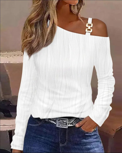 Women Fashion Long Sleeve Blouse Off Shoulder Sexy Shirts For Women Autumn Loose Pullover Elegant Blouse 2024 Casual White Tops