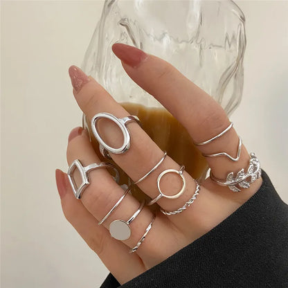 LETAPI 2024 New Fashion Bohemian Heart Ring Set For Women Crystal Stars Moon Flower Love Geometric Finger Vintage Jewelry Gifts