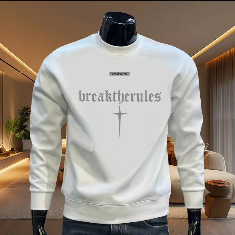 2024 Men's Black Sweatshirt Trendy Graphic Top Vintage Long Sleeve T-shirt Daily Home Casual Oversized White Top S-5XL