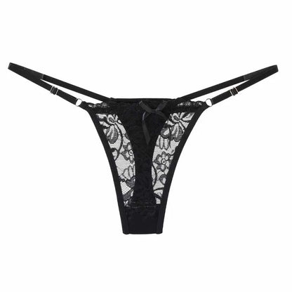 Sexy Lace Adjustable Thongs for Women Low Rise Hollow Out Briefs Female Breathable Underpants Perspective Sexy Lingerie