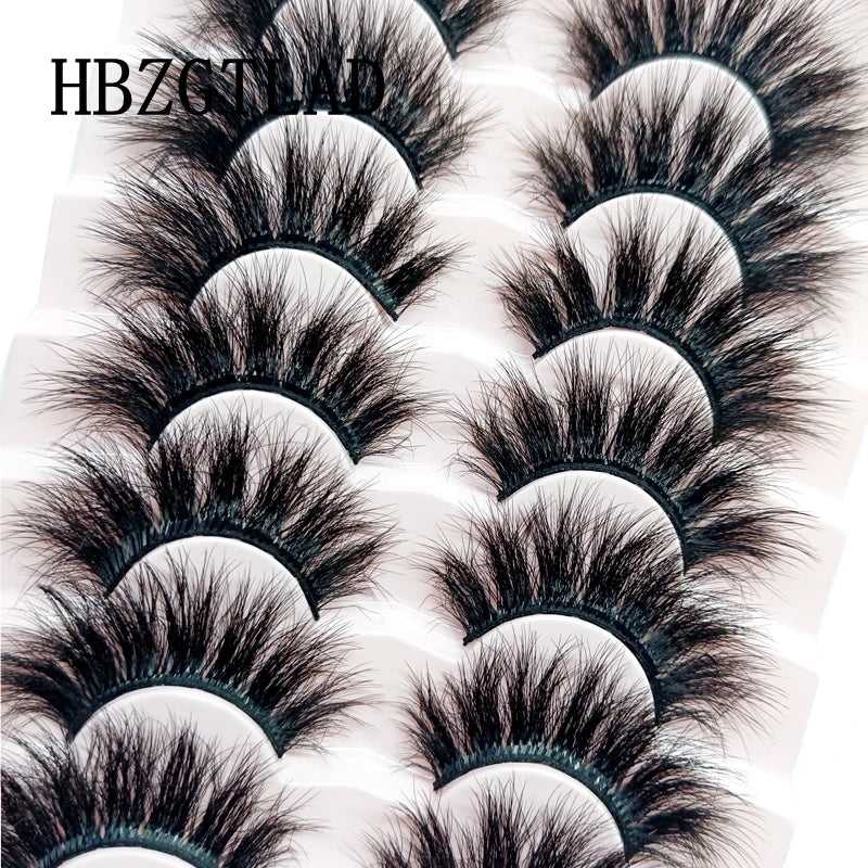 NEW 5/6/7/8 Pairs Natural Long Mink False Eyelashes Cross Dense Handmade Cotton Stalk 25mm Lashes Make-up Mink Beauty Eyelashes