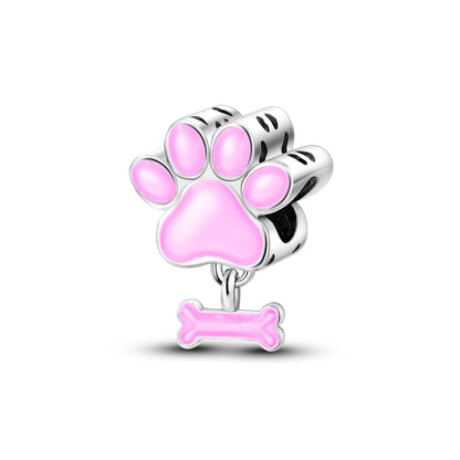 Dog Pet Charms 925 Silver Doggy Paw French Bulldog Bones Beads fit Original Pandora Bracelet DIY Fine Jewelry