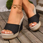 Women Wedges Slippers 2024 Summer New High Heels Women Sandals Shallow Outdoor Beach Platform Slippers Comfortable Slides Women