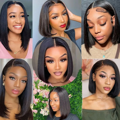 Wear Go Glueless Bob Wig Lace Front Human Hair Wigs Short Pre Plucked Straight 13x4 HD Transparent Lace Frontal Wig Bob on Sale