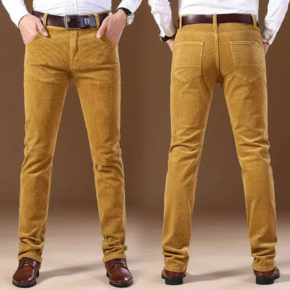 Autumn Winter Men`s Thick Warm Corduroy Pants Fleece Trousers Male Casual Business Style Long Jeans Men