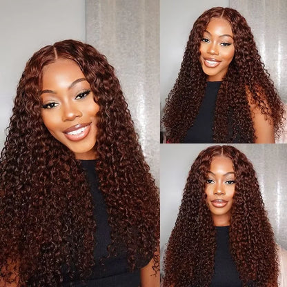 Deep Curly Wigs Human Hair Chocolate Brown 13x4 13x6 Hd Lace Frontal Wig Colored Water Wave Lace Front Wig for Women 30 36 Inch