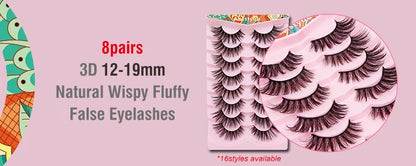 Abestyou 8mm 20Pairs Invisible Strip Soft Clear Band 3D Faux Mink Wispy Eyelash Korea High Quality Short Reusable Lashes Make-up