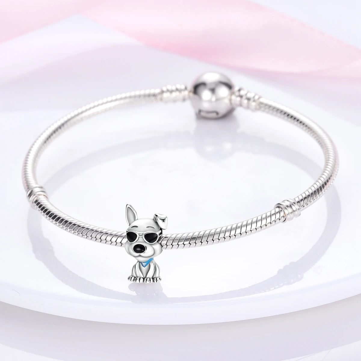 Dog Pet Charms 925 Silver Doggy Paw French Bulldog Bones Beads fit Original Pandora Bracelet DIY Fine Jewelry