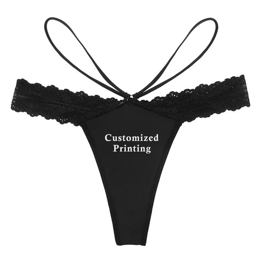 Customized Printing Your Custom Texts Naughty Underwear for Women Sexy Lace Lingerie Temptation G String Personalized Panties