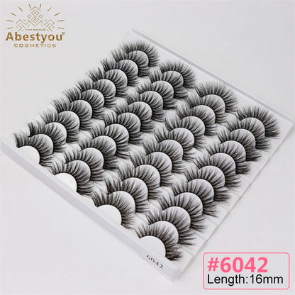 Abestyou 8mm 20Pairs Invisible Strip Soft Clear Band 3D Faux Mink Wispy Eyelash Korea High Quality Short Reusable Lashes Make-up