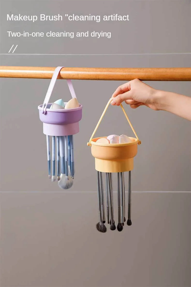 Makeup Brush Cleaning Bowl Beauty Egg Cleaning Tool Storage Set Brush Powder Puff Dry Cleaning Silicone Drying Shelf