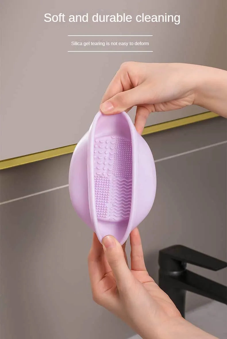 Makeup Brush Cleaning Bowl Beauty Egg Cleaning Tool Storage Set Brush Powder Puff Dry Cleaning Silicone Drying Shelf