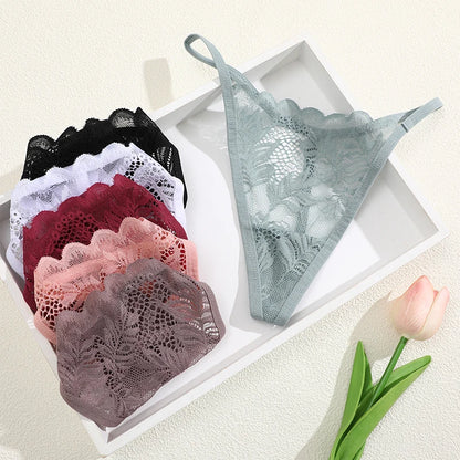 6Pcs/Set Lace Thong For Women Low Rise Soft Intimates Lingerie Sexy Lace Panties Color Ladies Comfortable Underpants Girls Panty