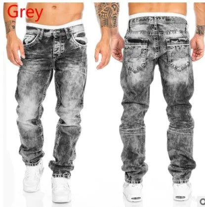 European and American 2024 New Fashion Jeans for Men, Casual Straight-leg Hip-hop Denim Trousers with Visible Stitching. S-5XL