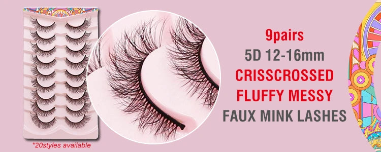 Abestyou 8mm 20Pairs Invisible Strip Soft Clear Band 3D Faux Mink Wispy Eyelash Korea High Quality Short Reusable Lashes Make-up