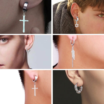 1Pair Fashion Cross Fake Earrings