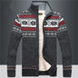 2021 Winter Sweater Male Thicken Fleece Men Cardigan Cotton Knitted Jacquard Men's Sweater coat Size S -3XL