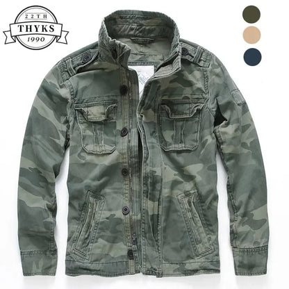 Military Denim Jacket Men Retro Camo Multi-pockets Mens Cowboy Jackets Fashion Cargo Jeans Coats Jaqueta Masculina Size S-2XL