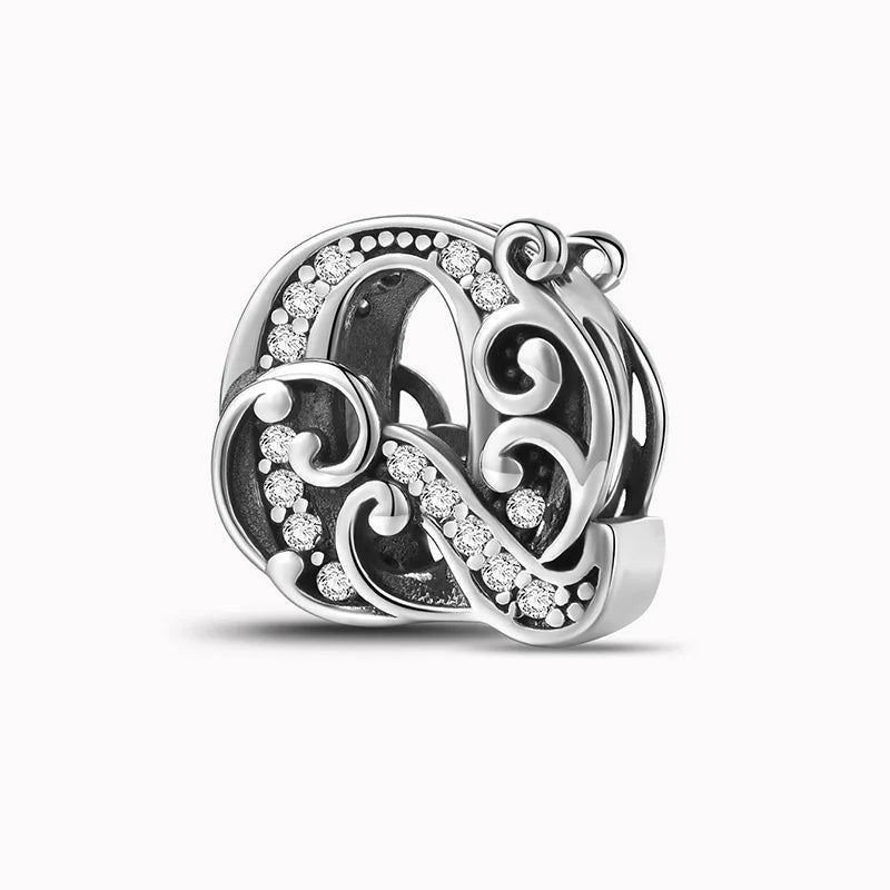 925 Sterling Silver Zircon Simple Vine 26 Letters Pendants Bead Fit Diy Bracelet Necklace Making Gift Of High Quality Jewelry