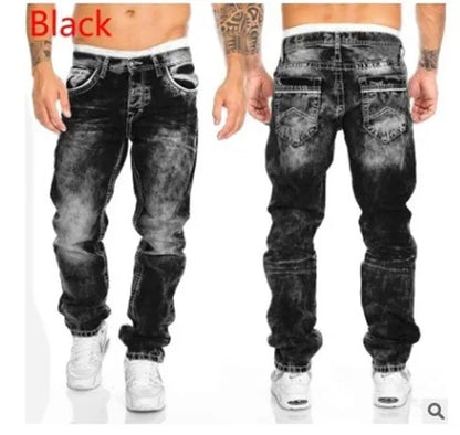 European and American 2024 New Fashion Jeans for Men, Casual Straight-leg Hip-hop Denim Trousers with Visible Stitching. S-5XL