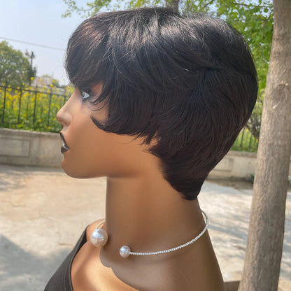 Human Hair Wigs Short Pixie Cut Wig Human Hair For Black Women Machine Made Wigs With Bangs Pixi Wig Perruque Cheveux Humain