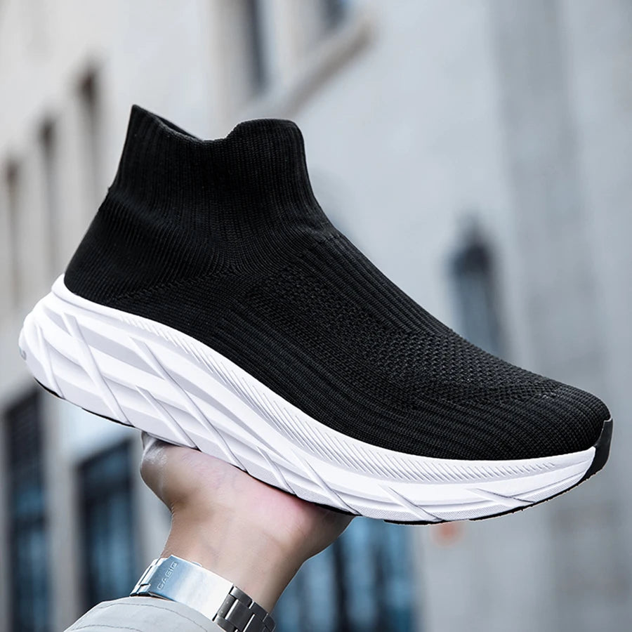 Men's Casual Sneakers Breathable Mesh Socks Shoes Fashion Sport Running Shoes Ankle Boots Slip-on Tennis Loafers For Women