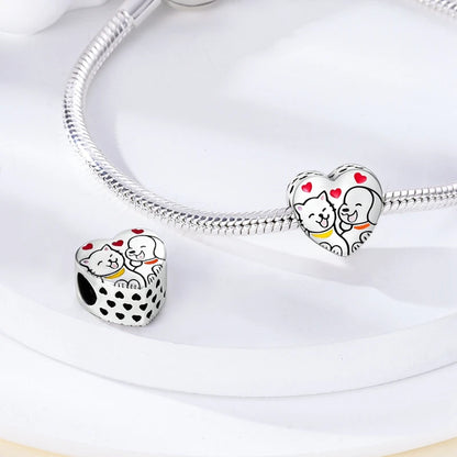 Dog Pet Charms 925 Silver Doggy Paw French Bulldog Bones Beads fit Original Pandora Bracelet DIY Fine Jewelry