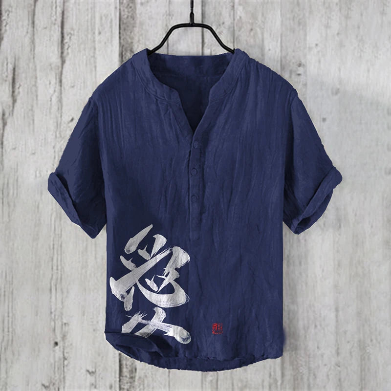 Henry Shirt - Men's new short sleeved casual T-shirt, Japanese style clothing top, casual digital print, sizes s to 5XL